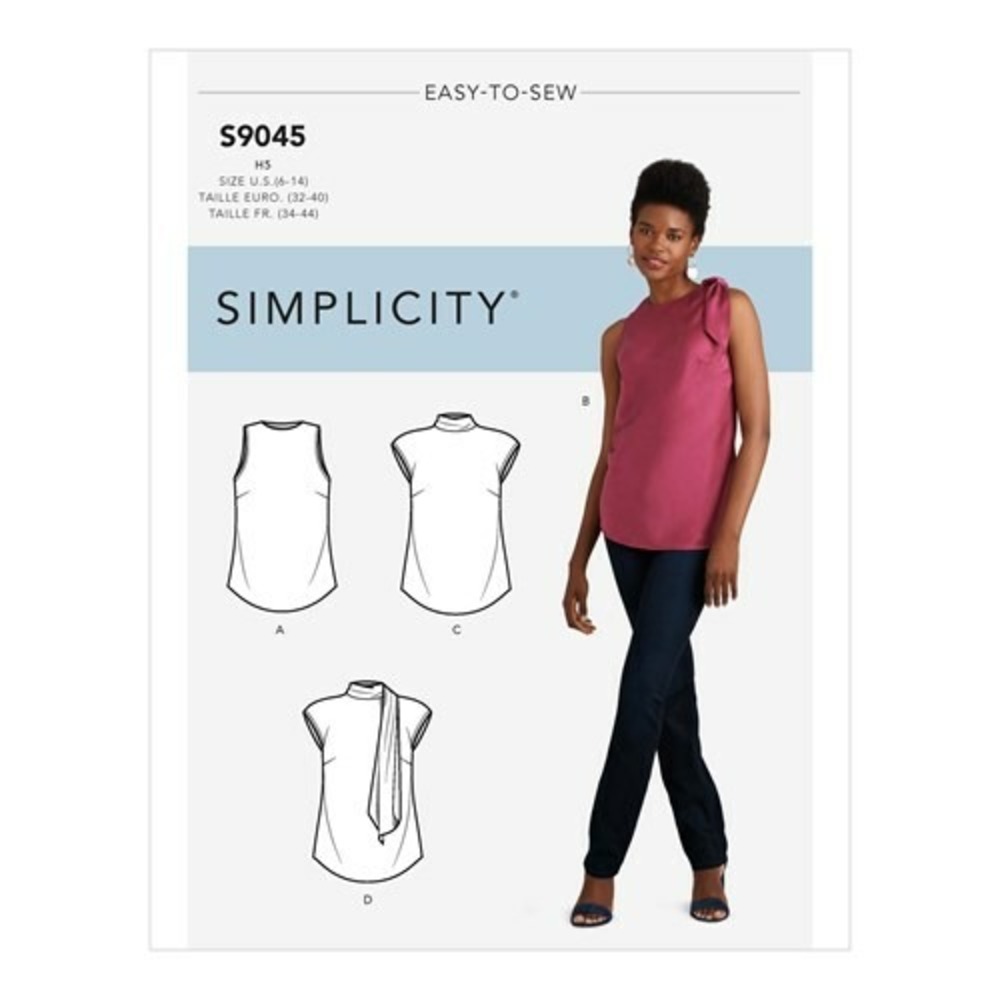 Simplicity Misses' Tops w/or Without Neck Ties R10429 (S9045) Size R5 (14 - 22)